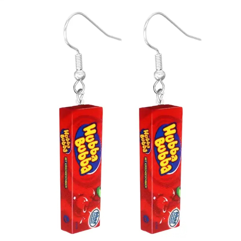 Handmade Mini Cherry Hubba Bubba Gum Dangle Earrings
